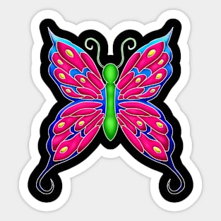 Blue-Pink Butterfly - White Outline Sticker